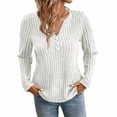 thumbnail image 5 of Knitted Tops for Women Textrued V Neck Long Sleeve Sweater with Three Button Lightweight Sweaters for Fall L, 5 of 5