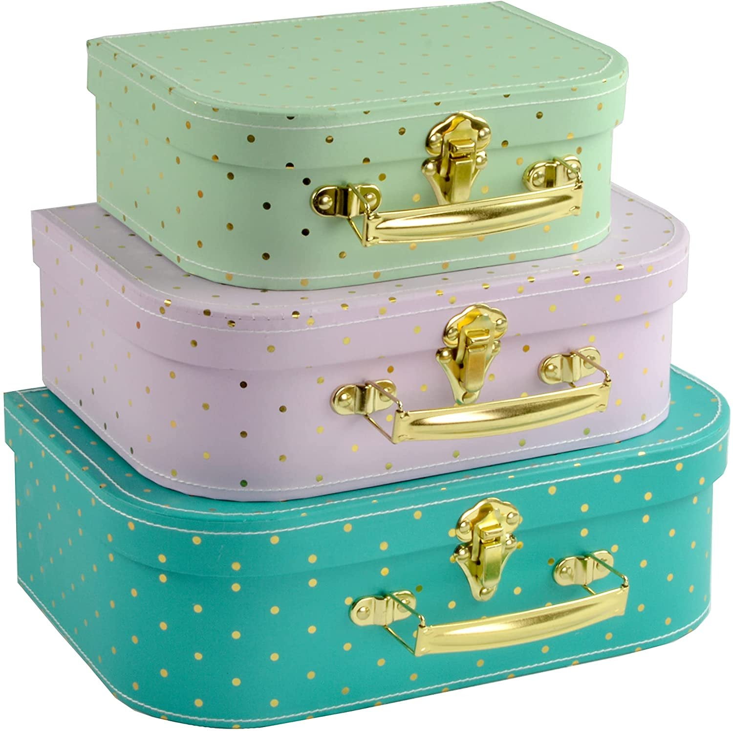 Home Office Decoration Barbie Storage Boxes Plum Designs Decorative Closet Mini Suitcases Party Favors & Christmas Gifts – Set of 3 Suitable for Toys and Photo Display Jewelry Organizer with Lids 