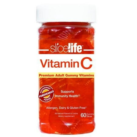 Nutritional Systems Gummy - Hero Nutritional Slice of Life Vitamin C Plus Pomegranate Gummies, Natural Fruit, 60 Ct