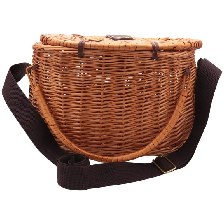 Wicker Basket Fishing Creel Trout Perch Cage Tackle Fisherman Box Outdoor  Classical Willow Trout Fi