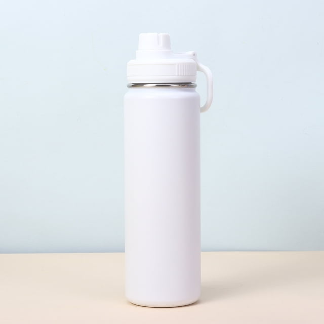 Stainless steel kettle spout cap Vacuum insulated double wide mouth kettle leak-proof keep cold or hot (750ml glacier white)