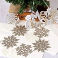 thumbnail image 3 of Adornos de copos de nieve con purpurina navideña de plástico Decoraciones para árboles de Navidad, 4 pulgadas, juego de 36, azul piedra. Afortunado Sencillez, 3 of 5