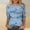 Blue, variant on Idoravan Long Sleeve Shirts for Women Clearance Women's Fashion Printed T-shirt 3/4 Sleeves Blouse Round Neck Casual Tops