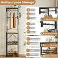 thumbnail image 4 of Resenkos Freestanding Coat Rack with 4 Storage Shelves & 6 Hooks, Rustic Brown + Black, 4 of 8