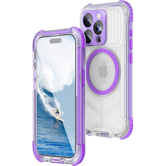 For iPhone 15 Pro Max Waterproof Case, [IP68 Underwater Dustproof][Built-in Screen][15FT Military Shockproof], 360 Full Body Sealed Protection Cover Magnetic Frosted Phone Case, 6.7"
