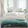 thumbnail image 2 of Teal Beige Ombre Bedding 3 Piece Duvet Cover Set California King, Minimalist Ocean Waves Linen Soft Microfiber Comforter Cover with Zipper Closure & Pillowcases, Wrinkle & FadeResistant Quilt Cover, 2 of 9
