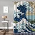 thumbnail image 2 of Orinice Wave Chair Room Bathroom Decor Set Colorful Luxurious Graphic Print 100% Polyester Fabric Shower Curtain Set with Hooks 69x72, 2 of 7