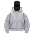 thumbnail image 2 of larppty Zip Up Hoodie, Hoodie with Face Mask Built in Balaclava,Ski Mask Balaclava Hoodies for Women (Grey, XL), 2 of 5