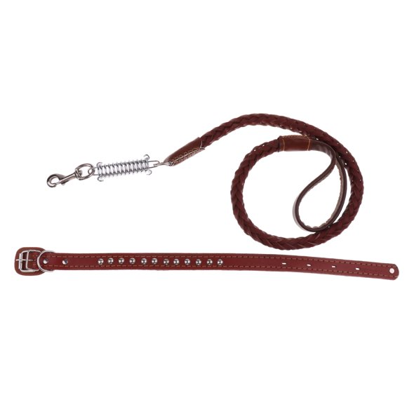 Collar de perro de material cuero con correa de perro multifunción duradero para cadena de perro al - , se describe Brown S