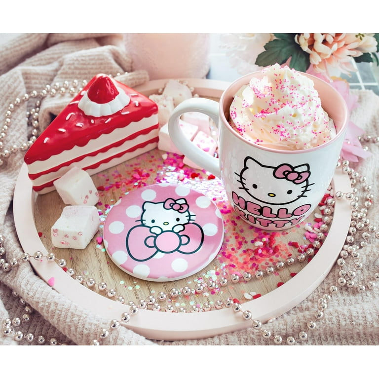 Sanrio Hello Kitty Driving Rainbow on Sprinkle Tall Big Mug - Pink