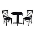 thumbnail image 3 of 36 inch Dual Drop Leaf Dining Table with Two X-back Chairs in Black, 3 of 4