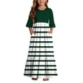 thumbnail image 2 of Little Girls Maxi Dress 4-14 Years Ruffle Half Sleeve Round Neck Floral Print Tiered Long Dress with Side Pockets Green H 4-5 Years, 2 of 7