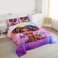 thumbnail image 3 of Feelyou Kawaii Black Girl Queen Comforter Set, Dreamy Butterfly Animal Bedding Sets, Psychedelic Galaxy Reversible Bedding Comforter Set, Super Cozy Room Decor, 3 Pieces, 3 of 8