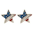 thumbnail image 2 of Jiaroswwei Women Rhinestone Star Love Heart American Flag Ear Studs Piercing Earrings Gift, 2 of 4