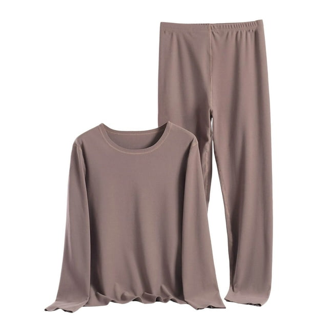 LAJPXKHY Ensemble de Pyjama Grande Taille pour Femmes Automne Hiver Doublé en Molleton Confortable Haut à Manches Longues avec Pantalon Tenue d'Intérieur Ensemble 2 Pcs