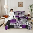 thumbnail image 4 of jejeloiu Chic Zebra Pattern Bedding Comforter Set,Jungle Cheetah Pattern Twin Comforter Sets,Purple White Black Grid Bedding Set For Men Women,Super Cozy Room Decor,2 Pieces, 4 of 8