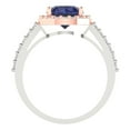 thumbnail image 4 of 1.86 ct Round Cut Simulated Blue Sapphire Solitaire with Simulated Diamond Accents 18K White/Rose Gold Womens Engagement Ring, 4 of 5