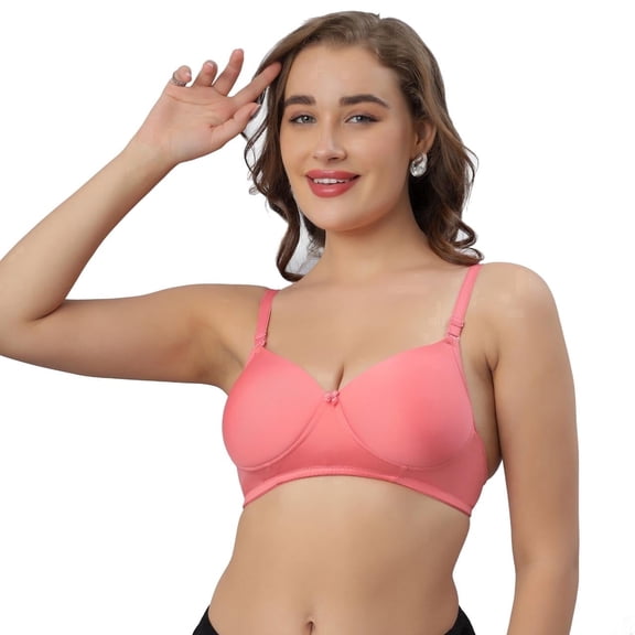 Primeglobalca-Wireless Seamless T-Shirt Bra, Full Coverage Everyday Comfort for women – Peach,34B