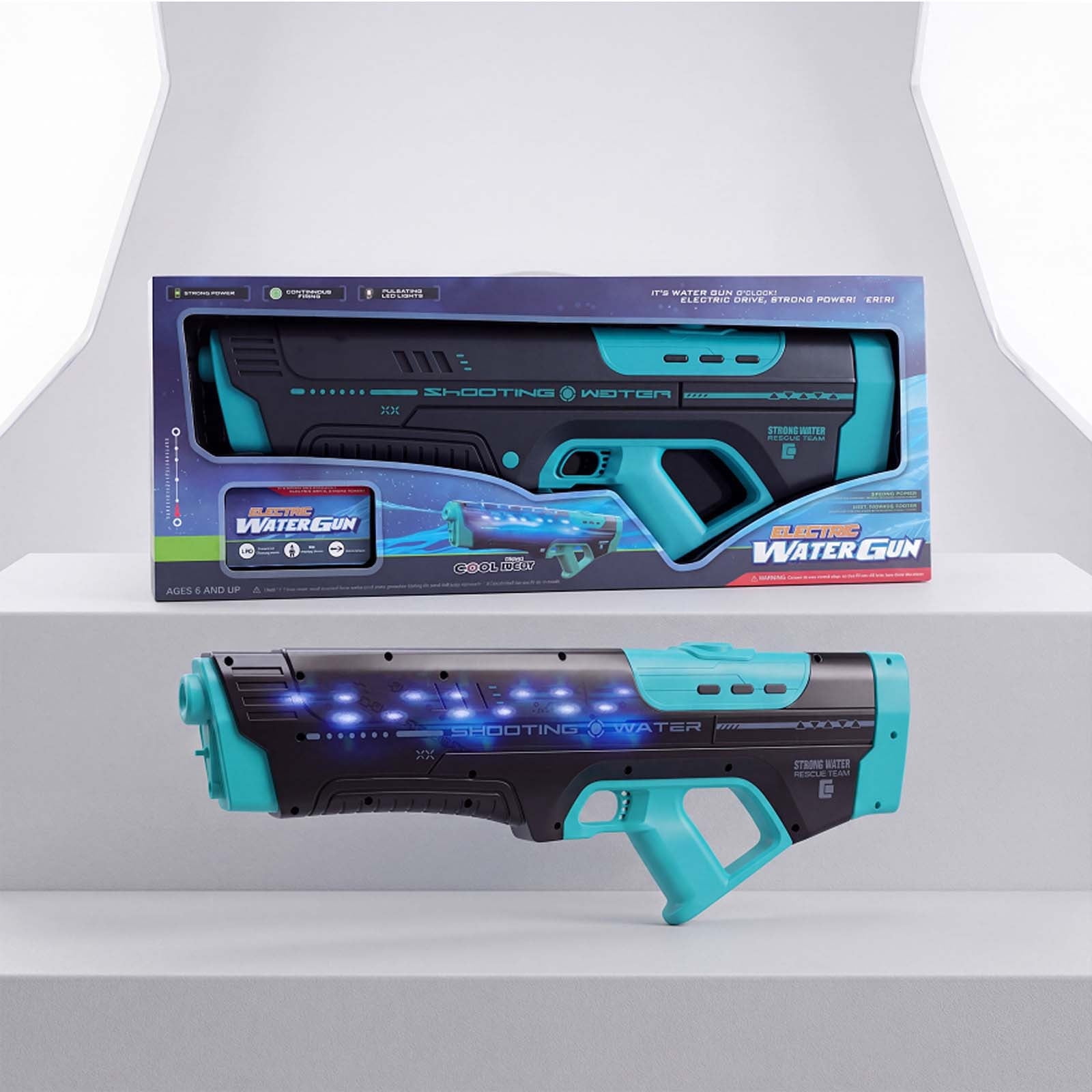 WLAGOOD Automatic LED Water Gun Toy,Leak-Proof Ergonomic Handle Fully Automatic Water Blaster for Pool Beach Backyard Party,Suitable for Over 6 and Adults