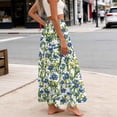 thumbnail image 7 of Jsaierl Women's Daisy Floral Print Tiered Maxi Skirt, Drawstring Waist Flowy Skirt with Pockets, Casual Bohemian Skirt for Summer Vacation, 7 of 7