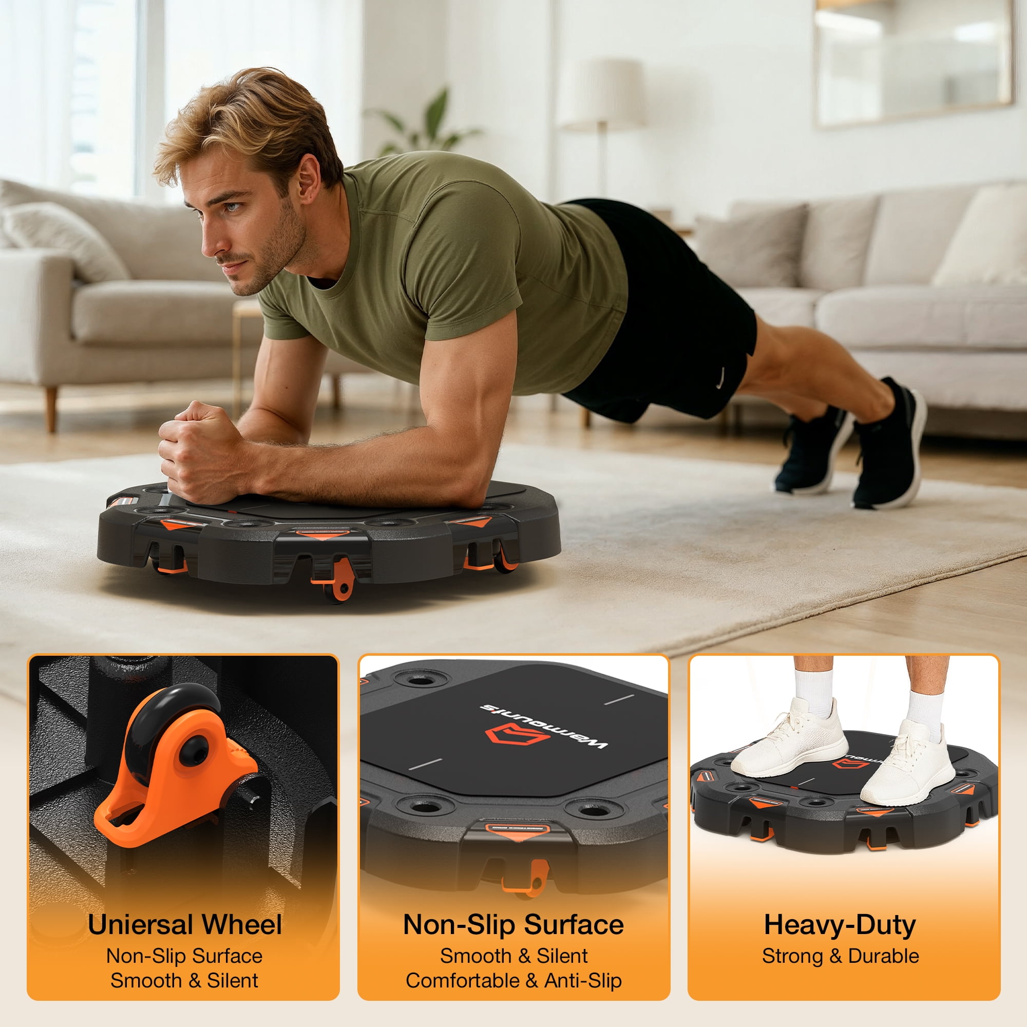 Warmounts 7-in-1 Adjustable Push up Board with Resistance Bands & Door Anchor - Full Body Workout, Safe & Space-Saving Home Gym Equipment for Men