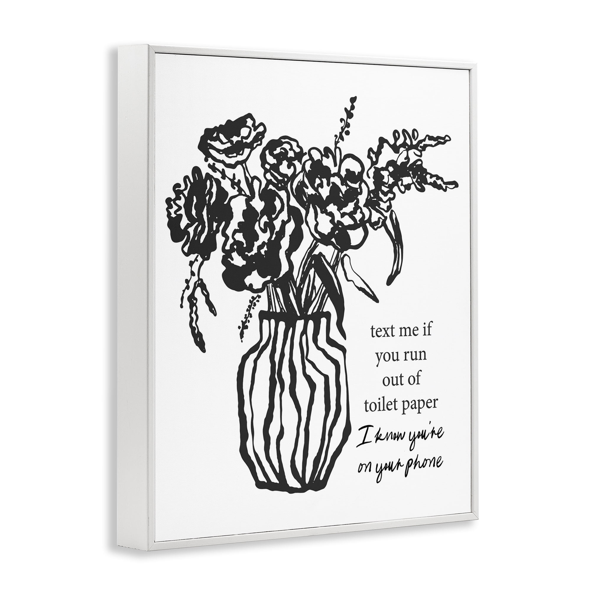 Stupell Industries Text Me Bathroom Florals White Framed Giclee Art, design by Lettered and Lined