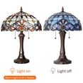 thumbnail image 5 of Tiffany Table Lamp 16" Wide Handmade Stained Glass Lamp Shade 2 Light Vintage Table Lamp for Living Room Bedroom, 5 of 7