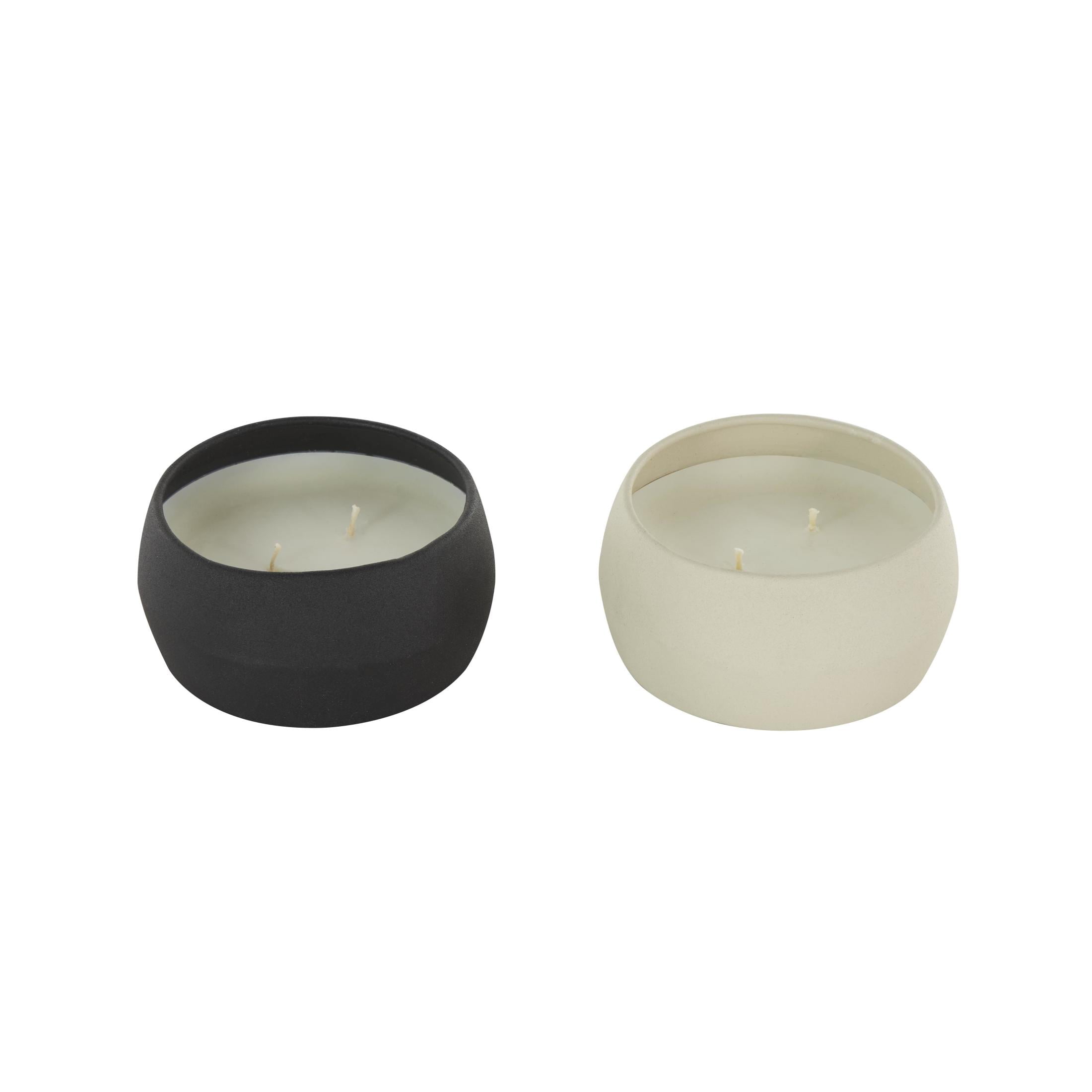 DecMode 2 Holder Multi Colored Metal Apple Cinnamon / Creamy Vanilla Swirl Scented Textured 9oz 2 Wick Candle with White Wax, (Set of 2)