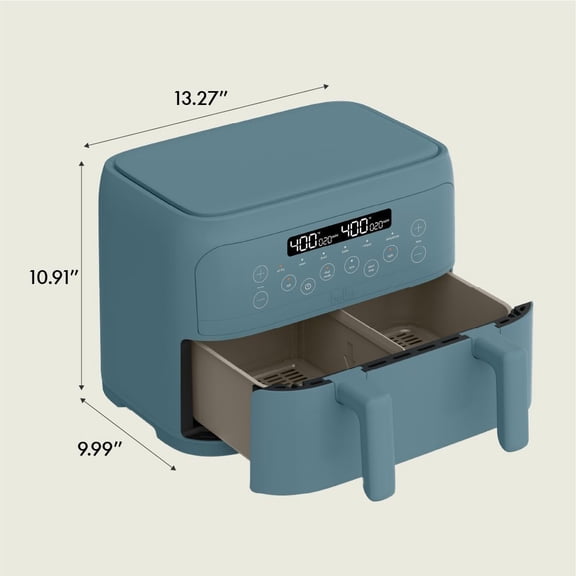 bella 4 Qt TriZone Air Fryer with Dual Basket and Sync Button for Healthy Cooking