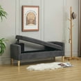 thumbnail image 3 of Spaco 65.35" Wide Corduroy Storage Soft Bench with Backrest and Two Bolster Pillows, Soft Bench with Armrests for Indoor as Living Room, Entryway, Gray, 3 of 9