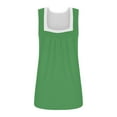 thumbnail image 5 of CLOISE Tank Top for Women and Teens Green Summer Square Neckline Loose Casual T Shirts Fashion Comfy Sleeveless Solid Fold Pleated Breathable Soft Blouse XL, 5 of 5