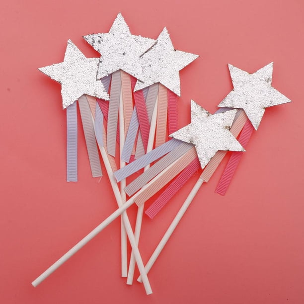Adornos para Tartas Macarena 5 Piezas Estrellas con Rayas Plata