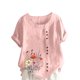 thumbnail image 1 of Vestidos Casuales Para Mujer, Blusas De Mujer De Moda Blusa informal de lino con cuello redondo, manga corta y botones para mujer, 1 of 4