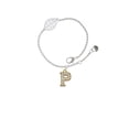 thumbnail image 2 of Delight Jewelry Goldtone Crystal Initial - P - - Silvertone Leaf Delicate Bracelet, 6.25+1.75", 2 of 4