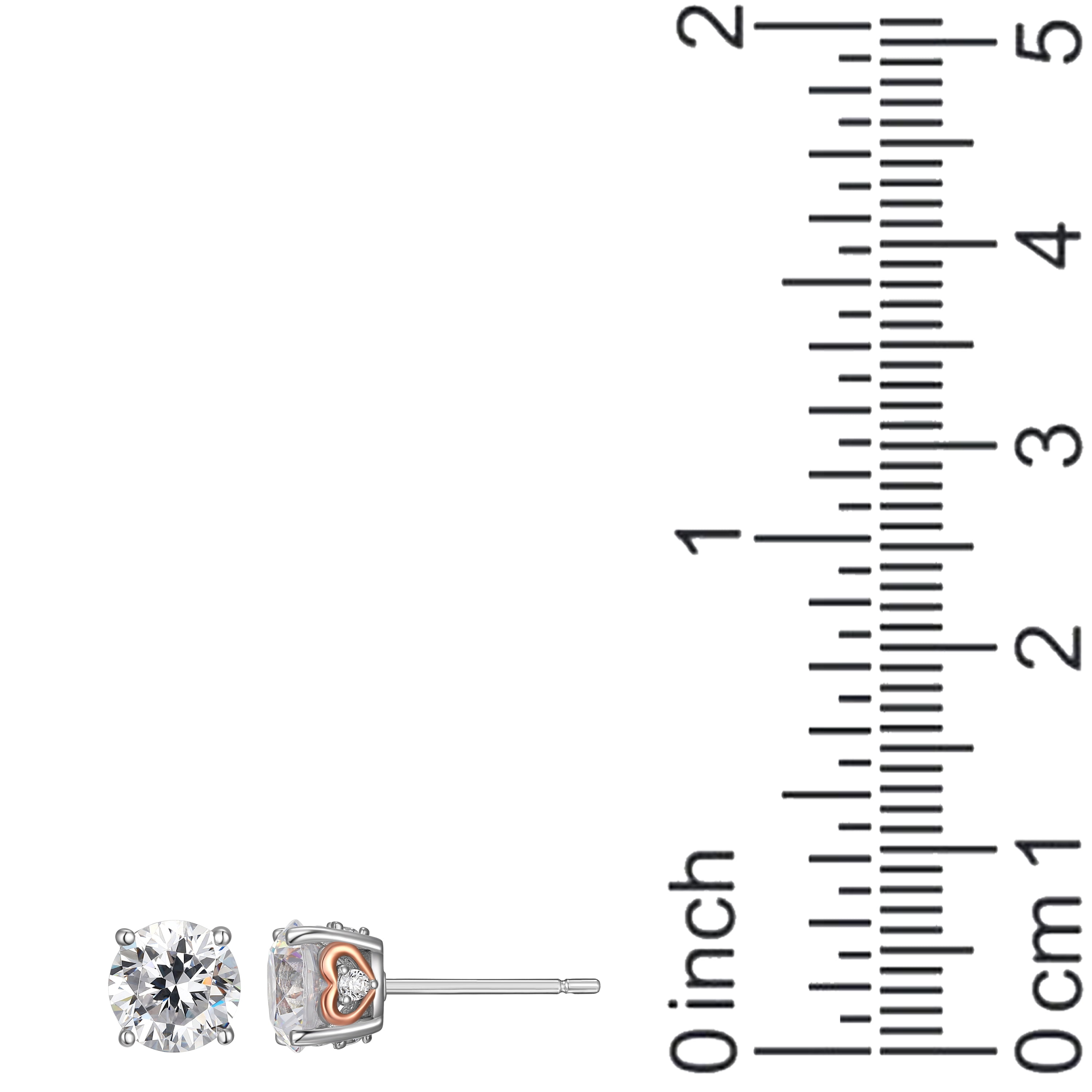 Forever Facets Moissanite Stud Earrings in Two-Tone Sterling Silver, Adult Female