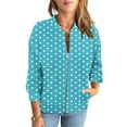 thumbnail image 2 of Bomber Jacket Women Sevevn Women's Bomber Jacket Casual Polka Dot Print Long Sleeve Pocket Zipper Sweatshirts Coat, 2 of 6