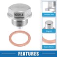 thumbnail image 4 of Unique Bargains Vehicle Engine Magnetic Oil Drain Plug M20x1.5 Stainless Steel with Copper Washer, 4 of 6