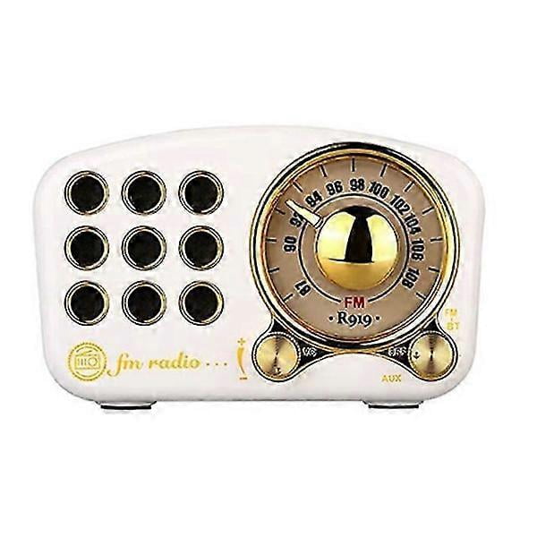 Retro Bluetooth Speaker, FM Radio, Bass Boost, High Volume, Wireless Bluetooth 4.2 Connection, TF Card and MP3 Player (White)