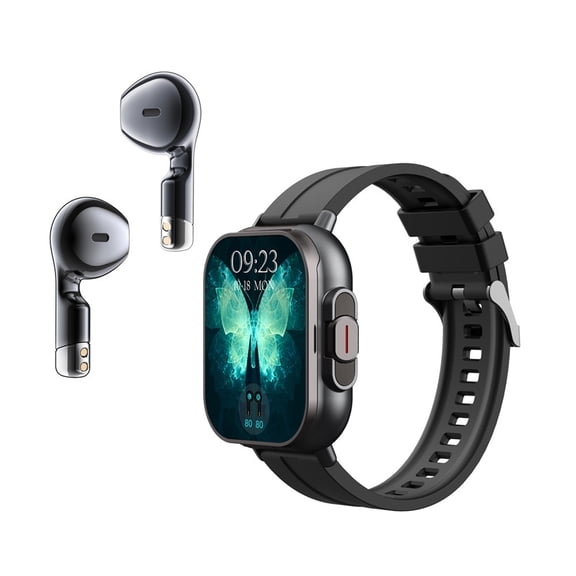 Cateissary Reloj inteligente para hombres con música Bluetooth y auriculares, deportiva, reloj deportivo Relojes inteligentes negro Tira de silicona