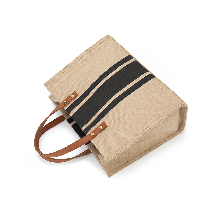 Handmade Laptop Bag For Women Work 13inch Canvas Tote Bags With Protective Pad, Lightweight Professional Computer Briefcase For Office Biness, Casual Handbag With Clutch Purse For Travel Beige Black