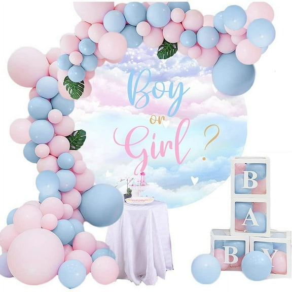 MMTX Blue Pink Balloon Garland, Gender Reveal Decoration with Blue Pink Metallic Latex Balloon, Pastel Balloons Arch Kit for Baby Shower Wedding Boy Girl Birthday Party