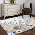 thumbnail image 3 of 3'x5' Rug for Living Room Bedroom, Blue Beige Coastal Washable Area Rugs Non-Slip Carpet Mats, Beach Starfish Summer Eucalyptus Indoor Low Pile Area Rug Runner for Kitchen, Mudroom, 3 of 8