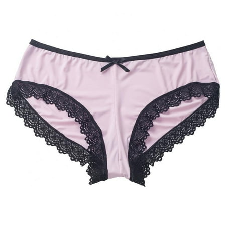 

Women s Bow Design Cotton Crotch Briefs Solid Color Ice Silk Soft Breathable Underpants Sexy Low-rise Lace-trimmed Panties S-XL(1-Packs)