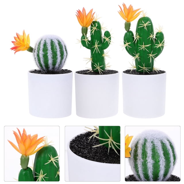IFANLANDOR 3Pcs Simulation Cactus Decor Cactus Shape Plastic for Indoor Greenery and Home Decor