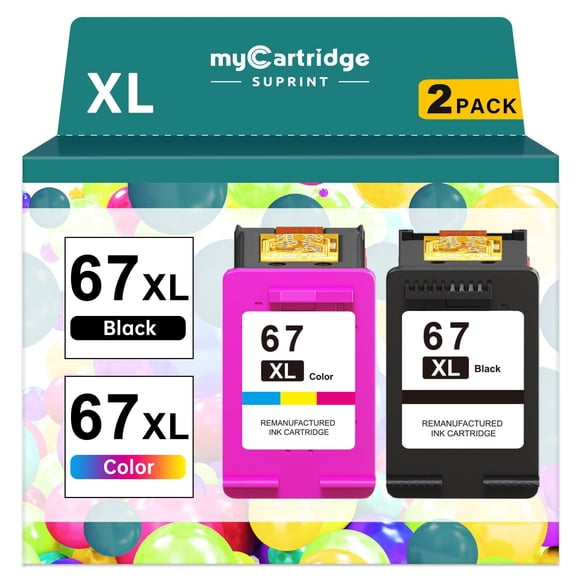 Cartuchos de tinta MyCartridge SUPRINT 67XL HP, paquete combinado negro/color