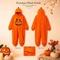 thumbnail image 5 of JAJAHO Boys Girls Pumpkin Face Jumpsuit Soft Flannel Pajama Halloween Long Sleeve Loose Hooded Onesie For Kids 4-14Y, 5 of 5