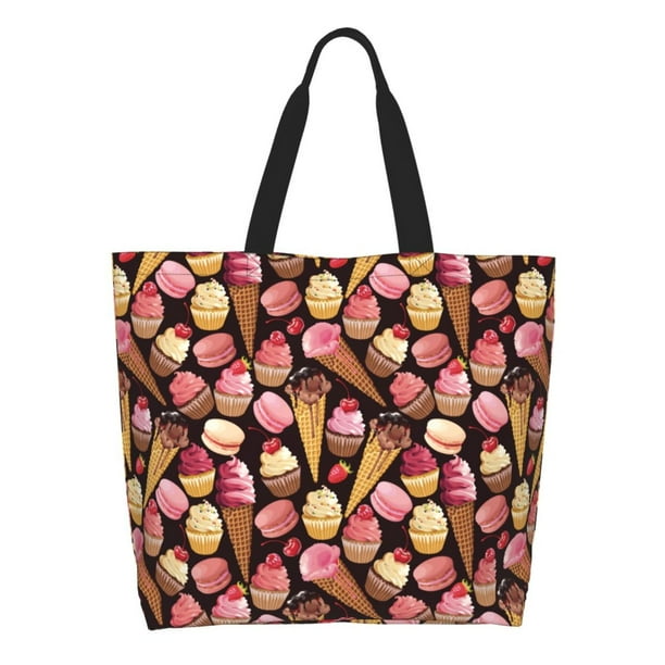 Easygdp Ice Cream Cake Bolsas Tote para Mujer, Bolsos de Hombro para Viaje, Bolsos de Mano de Gran Capacidad para Compras y Trabajo