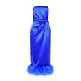thumbnail image 2 of Txlixc, vestido largo de Color liso para mujer, vestido sin tirantes con dobladillo con adorno de felpa, vestido con abertura en la espalda, vestido doche con espalda descubierta en el pecho Txlixc  Estilo de ocio, 2 of 3