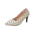 thumbnail image 2 of Miluxas Women Polka Dot Stiletto Low Mid Heel Pumps Solid Closed Round Toe Heeled Ladies office Classic Dress Shoes White 9(43), 2 of 6
