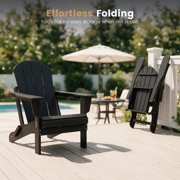 FADINGFREE Outdoor Folding Adirondack Chair, All-Weather & Space-Saving HDPE Chair for Patio, Poolside, Deck & Graden, Black